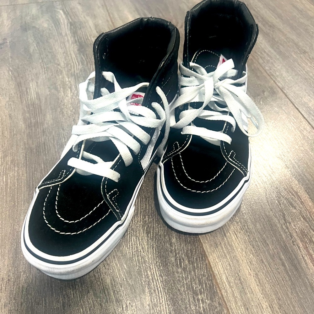 Vans black and white youth size 4.5 high tops